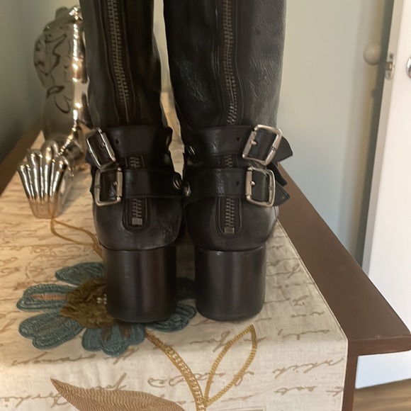 Frye boots black and distressed lots of silver buckle some snaps - Picture 4 of 6